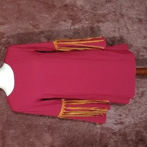 Million Bullpup Bell Suede Fringe Sleeve Boho Dress